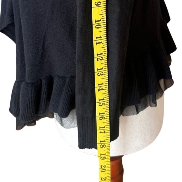 American Eagle Black Open Cardigan Sweater Ruffle @ Sleeve Size Small Petite - Picture 6 of 8